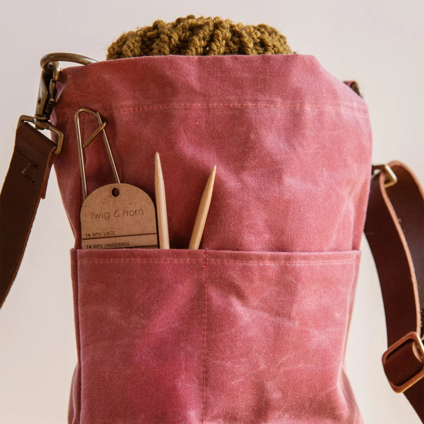 Waxed Canvas Bucket Bag | Knitter Gift - Image 5