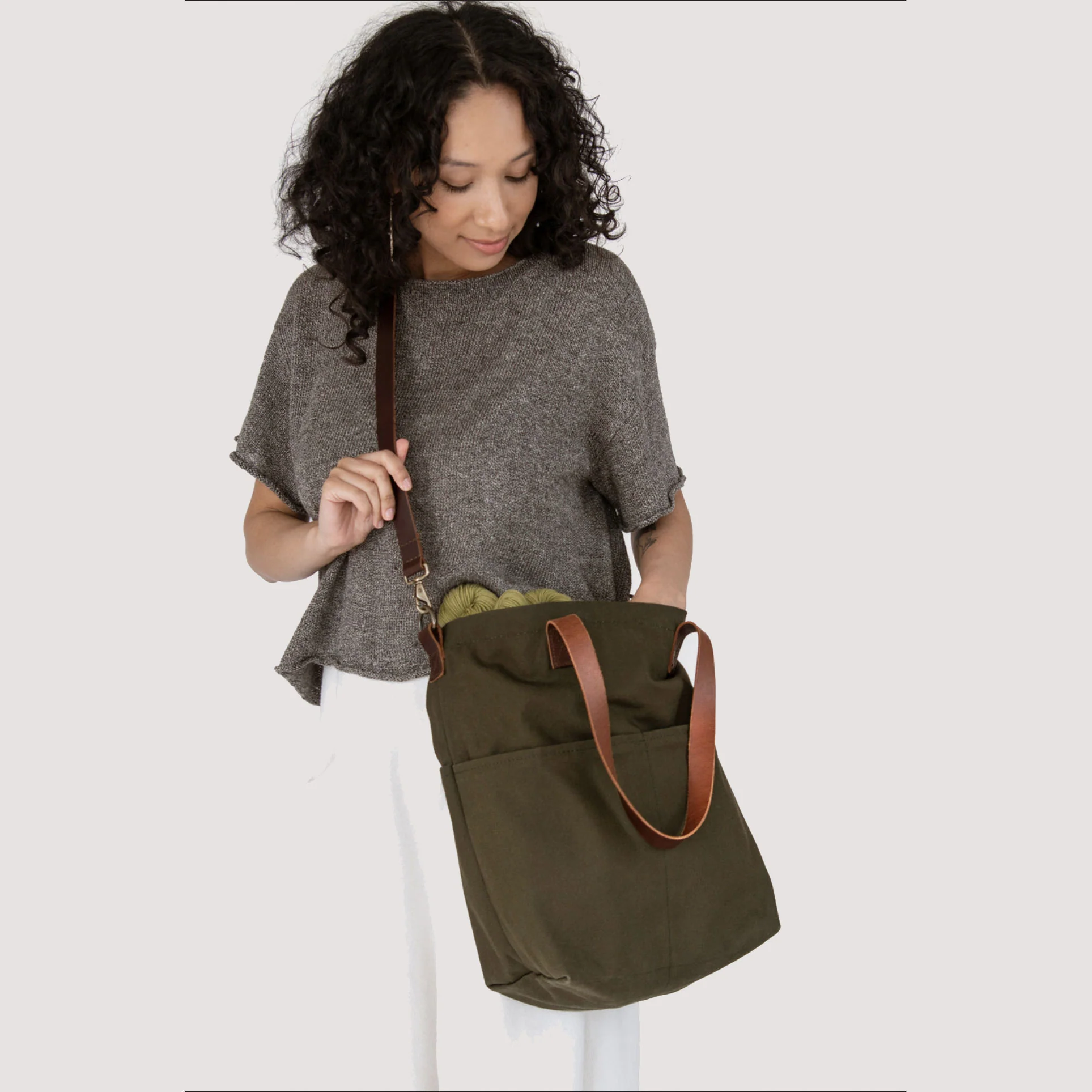 Waxed Canvas Crossbody Tote - Image 2
